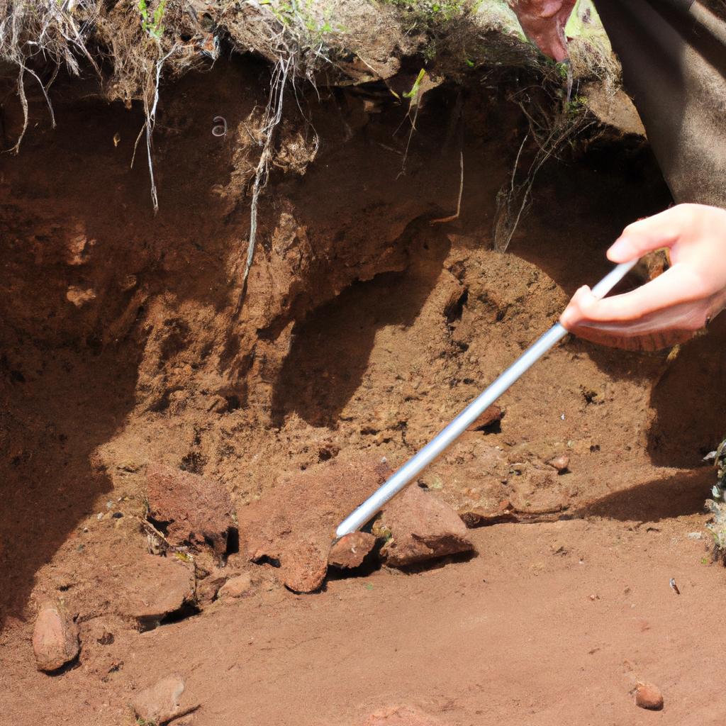 Person conducting soil erosion research